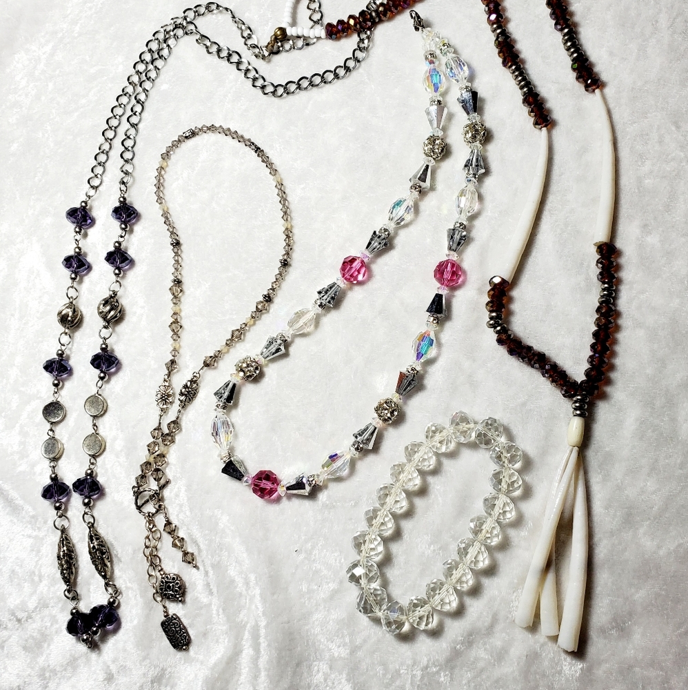 Lot of 5 Swarovski and Austrian crystal jewelry it
